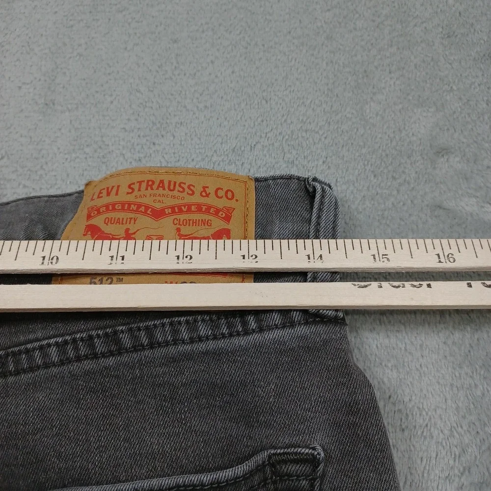 Levis 512 Jeans Mens 29x30 Black Denim Tapered Fit Distressed Casual Cotton